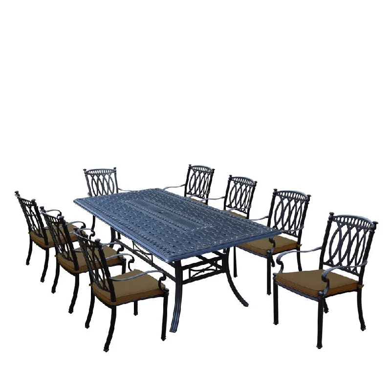 Affordable velvet curtains for rooms-Milan 9 Piece Dining Set with Rectangular Table and 8 Stackable Sunbrella Cushioned Chairs