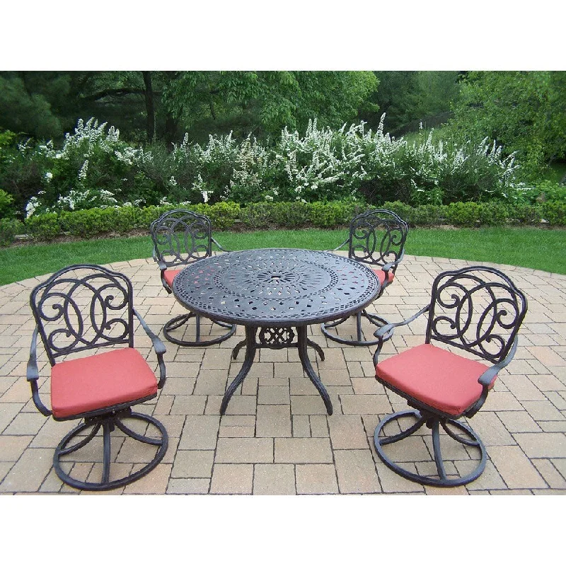 Stylish insulated accent pillows-Oakland Living Cushioned Aluminum 5-Piece Dining Set