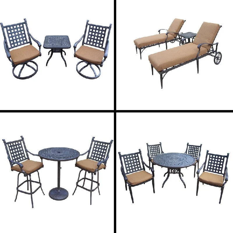 Designer wall art for living rooms-Premier Sunbrella Cushioned Set with 5 Pc Dining Set, 3 Pc Bar Set, 3 Pc Chaise Lounge Set and 3 Pc Swivel Rocker Chat Set