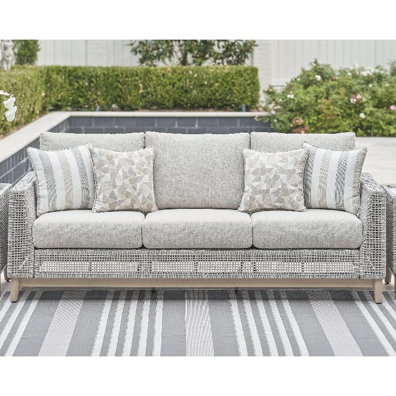 Affordable ceramic table decor-Signature Design by Ashley Seton Creek Gray Outdoor Sofa with Cushion - 82.63" W x 36.25" D x 35.88" H