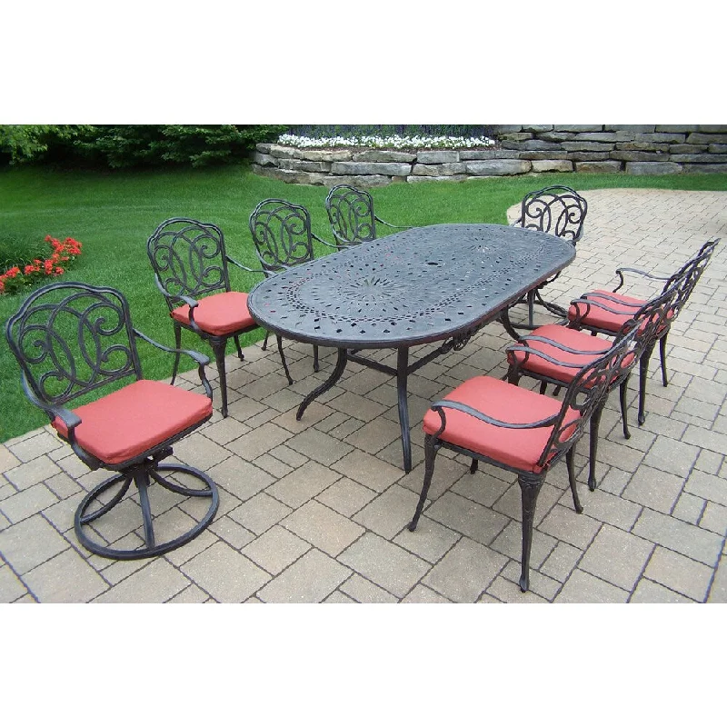 Casual canvas wall art prints-Verona Collection Cushioned Aluminum Outdoor Patio 9-piece Dining Set