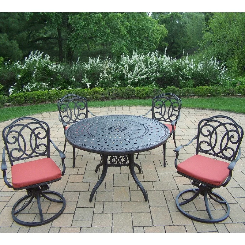 Elegant crystal table sculptures-Verona Cushioned Cast Aluminum 5-piece Dining Set