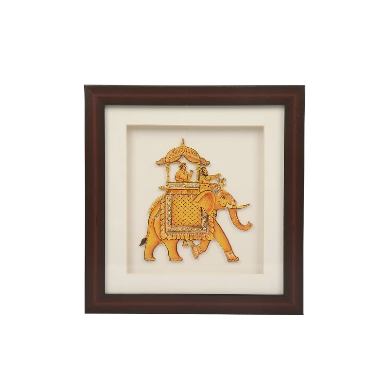 Elegant gold-framed wall art-Ambari Emb Fine Wall Hanging