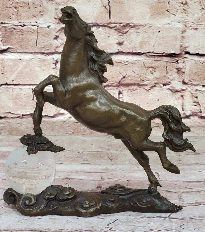 Trendy matte finish sculptures-Artistic Rearing Stallion: Milo`s Signature Bronze Statue Lost Wax Method