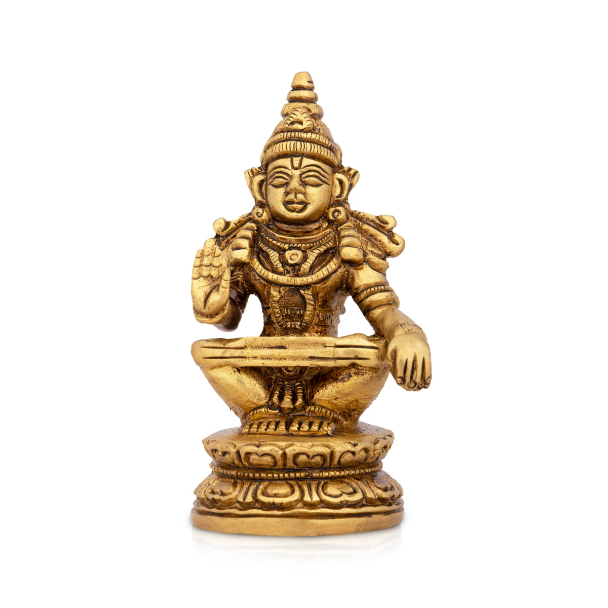 Luxury gold-accented mirrors-Ayyappa Swamy Statue - 3.25 x 1.5 Inches | Antique Brass Statue/ Ayyappan Idol for Pooja/ 244 Gms Approx