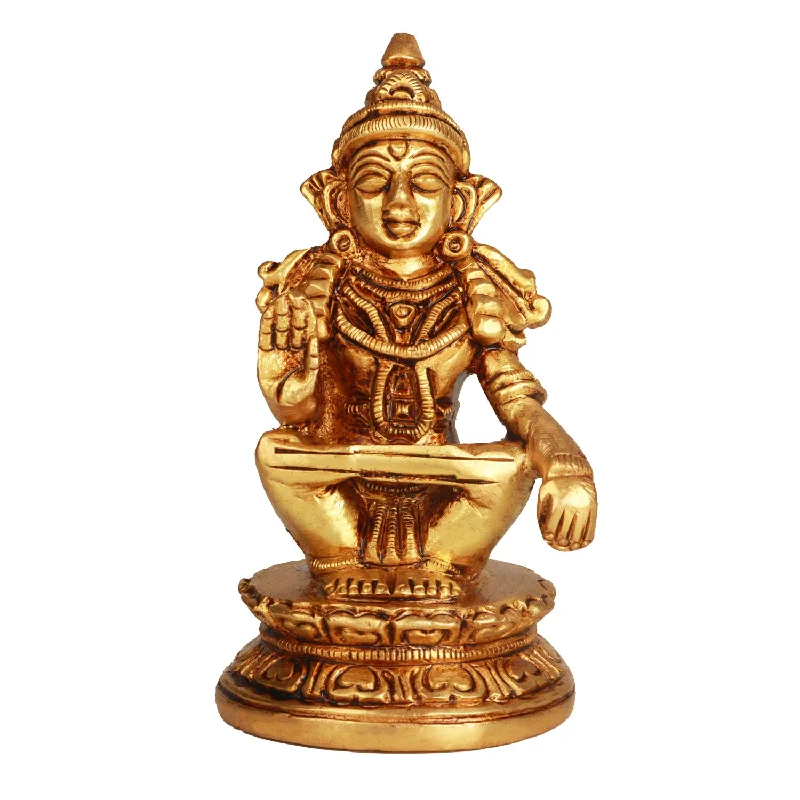 Elegant crystal table sculptures-Ayyappan Statue - 3.5 Inch | Brass Statue/ Ayyappan Idol for Pooja