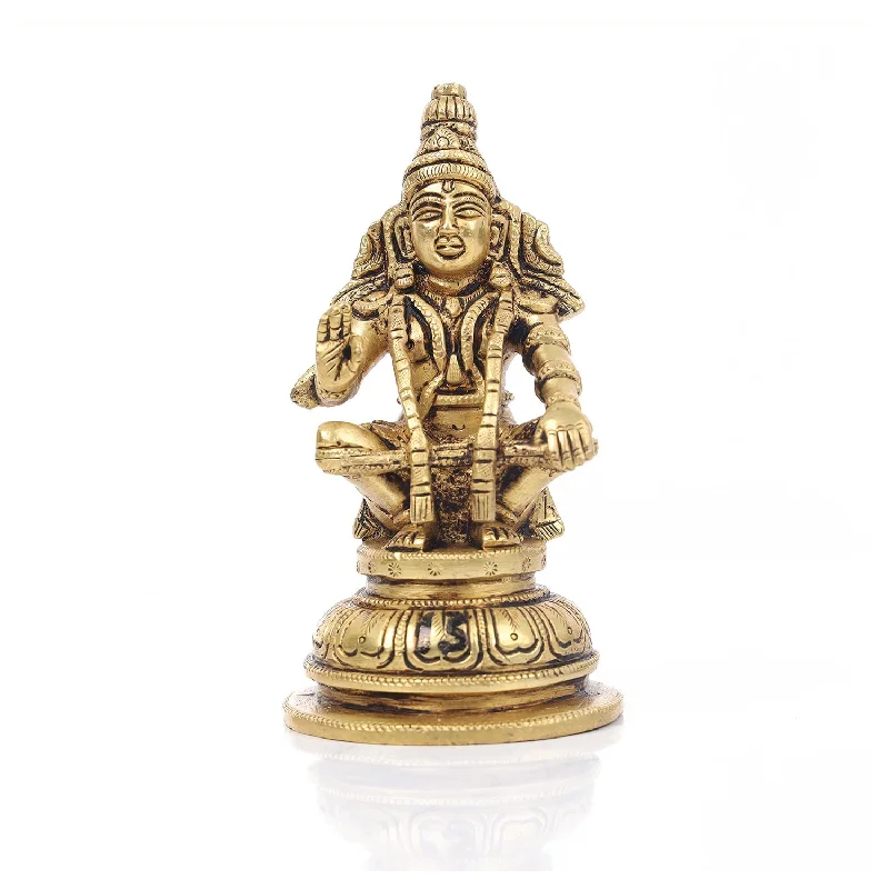 Vintage-inspired photo frames-Ayyappan Statue - 5 Inch-Round Base | Brass Statue/ Ayyappan Idol for Pooja