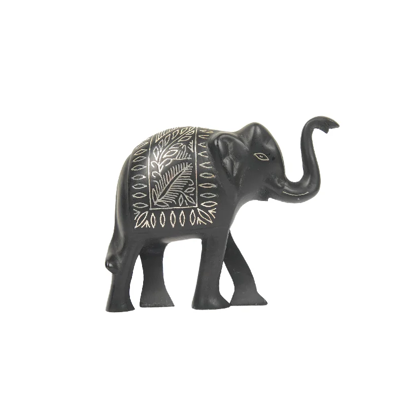 Chic metallic finish mirrors-Bidriware Bidri  Elephant