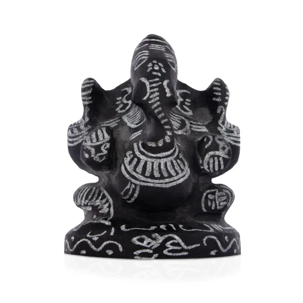 Affordable woven storage baskets-Black Stone Ganesh Murti  - 3 Inches | Ganapathi Vigraham/ Vinayagar Statue for Pooja