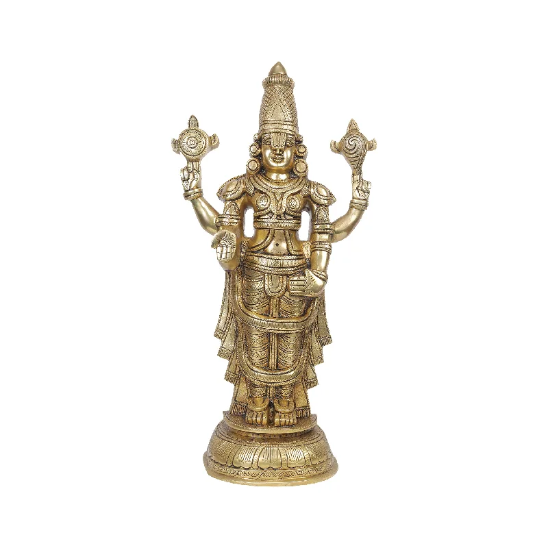 Elegant crystal table sculptures-Brass Balaji Statue