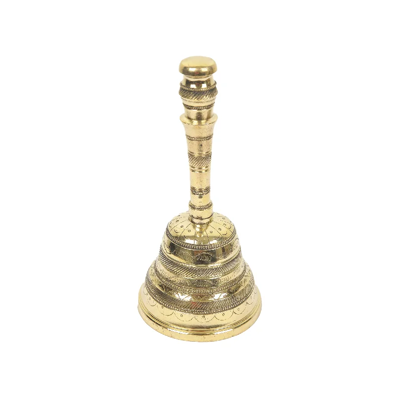 Designer table runners on sale-BRASS CARVING POOJA BELL