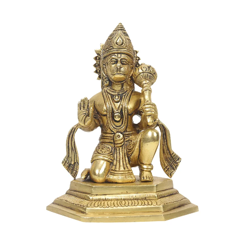 Chic frosted glass wall decor-Brass Hanuman Idol