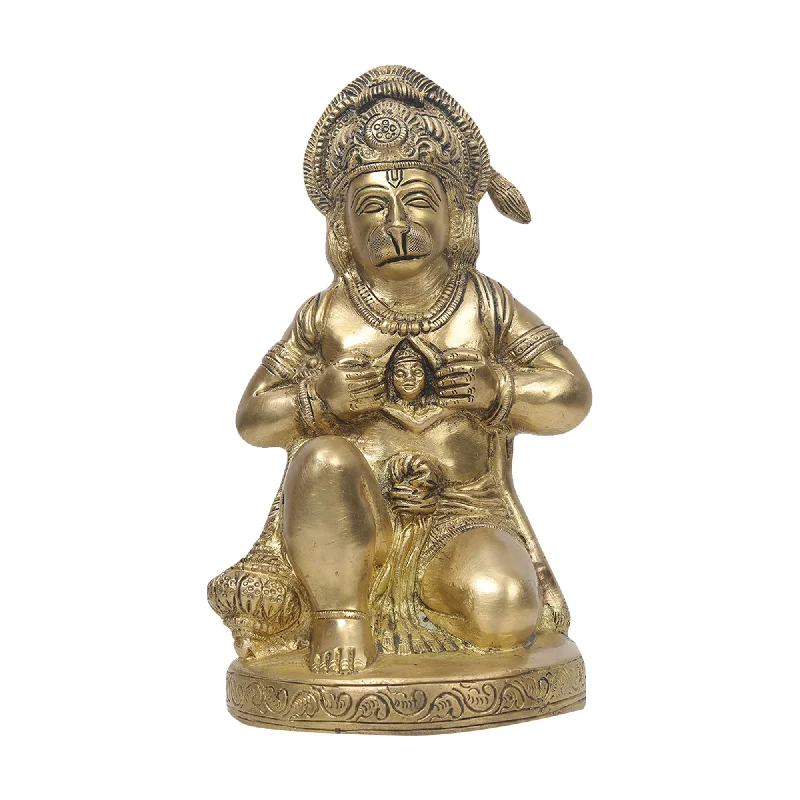 Cute floral throw blankets-Brass Hanuman Sitting Idol