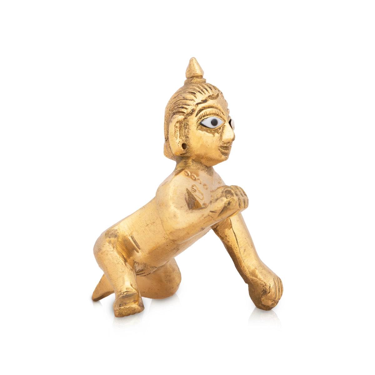 Casual farmhouse wall signs-Crawling Krishna Idol - 3 x 2.25 Inches | Brass Idol/ Laddu Gopal Murti for Janmashtami/ 155 Gms Approx