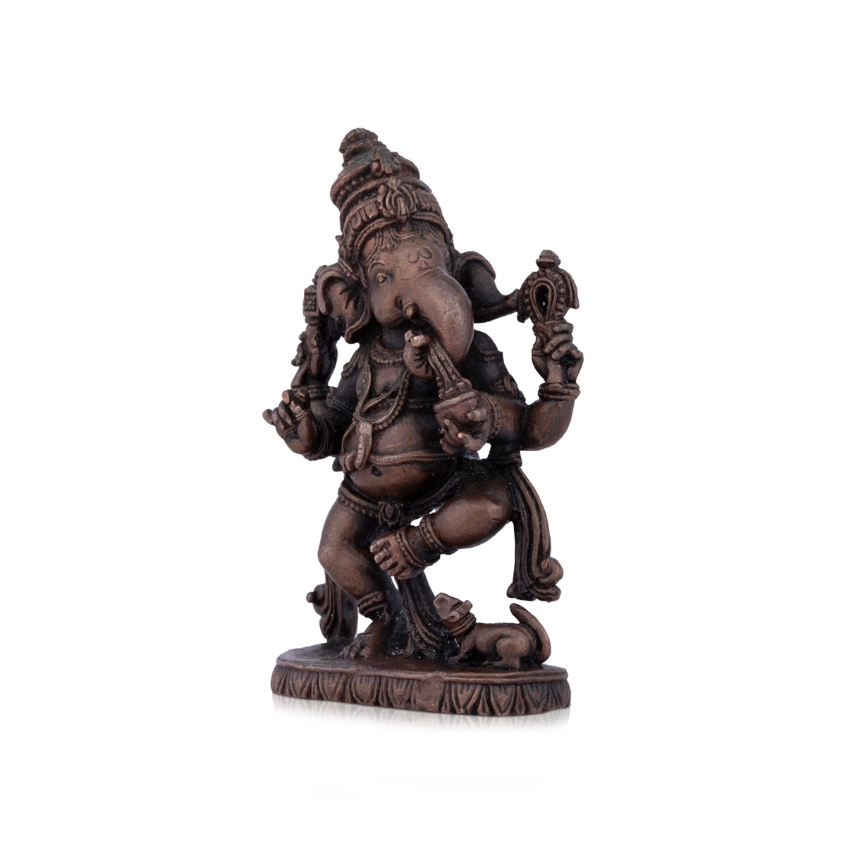 Durable wooden wall shelves-Dancing Ganesh Murti - 3 x 2 Inches | Copper Idol/ Dancing Ganesha Statue for Pooja/ 220 Gms Approx