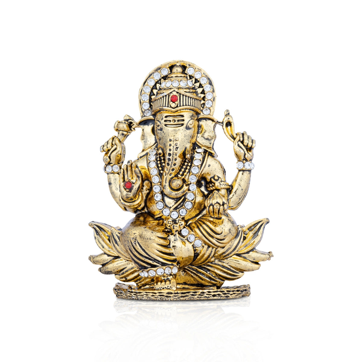 Stylish clear vases for flowers-Ganesh Murti - 2.75 x 2 Inches | Stone Vinayaka Idol/ Gold Polish Ganpati Murti for Pooja