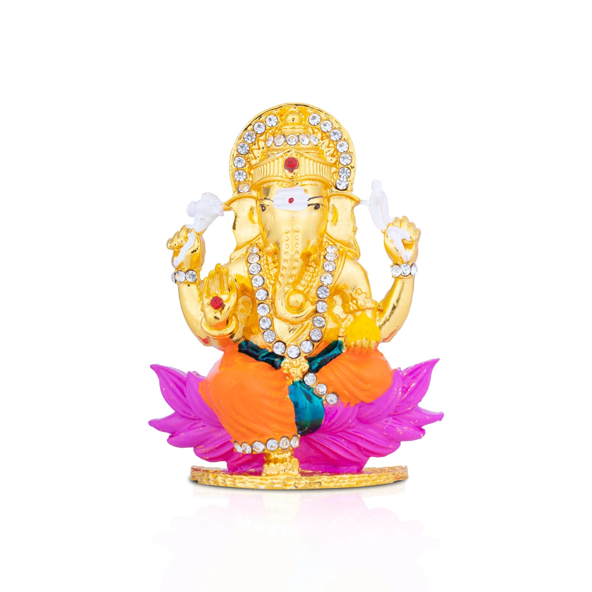 Designer bamboo wall hangings-Ganesh Murti - 3 x 2 Inches | Stone Vinayaka Idol/ Gold Polish Ganpati Murti for Pooja