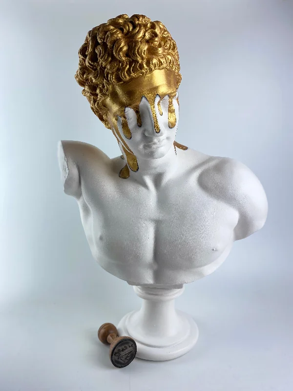 Luxury marble table sculptures-Hermes 'Melting Gold' Pop Art Sculpture, Modern Home Decor, Large Sculpture