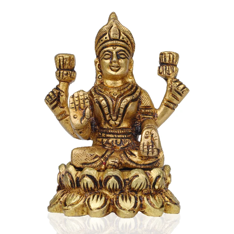 Casual outdoor decorative pillows-Laxmi Murti  - 2.5 x 2.25 Inches |  Brass Idol/ Lakshmi Idol/ Lakshmi Murti/ Lakshmi Statue for Pooja