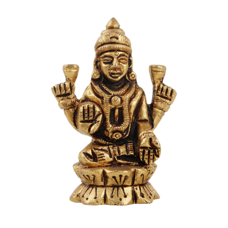 Casual woven baskets for storage-Laxmi Murti  - 2 x 1.75 Inches |  Brass Idol/ Lakshmi Idol/ Lakshmi Murti/ Lakshmi Statue for Pooja