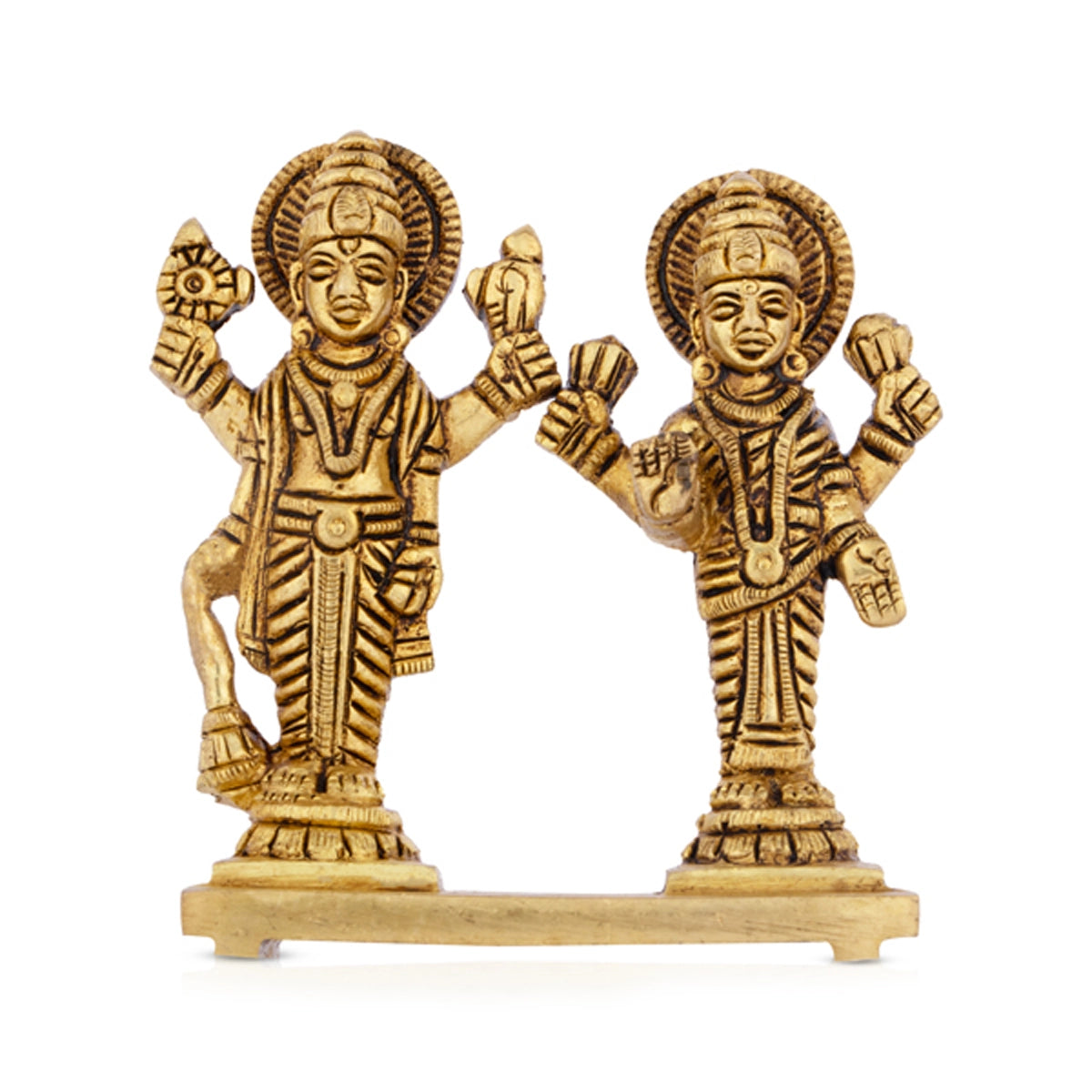 Elegant crystal wall sconces-Laxmi Vishnu Murti - 3 x 2.5 Inches | Antique Brass Statue/ Vishnu Lakshmi Idol for Pooja/ 200 Gms Approx