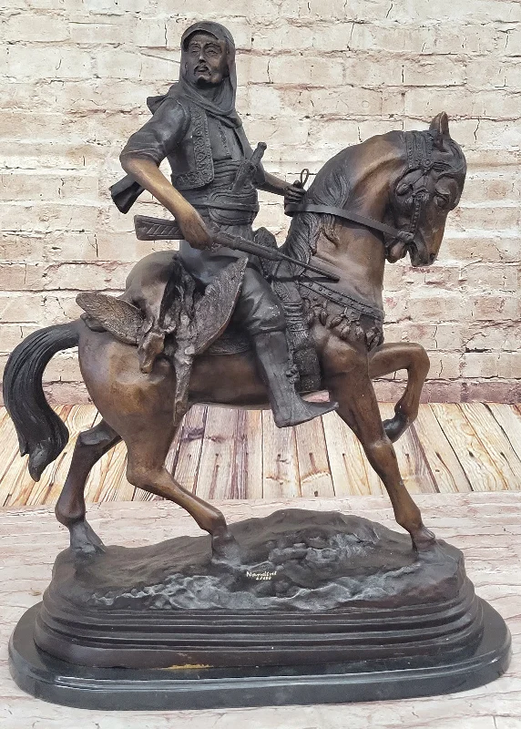 Vintage-inspired photo frames-Limited Edition Arabian Horseman with Gun Bronze Sculpture by Nardini Hot Cast