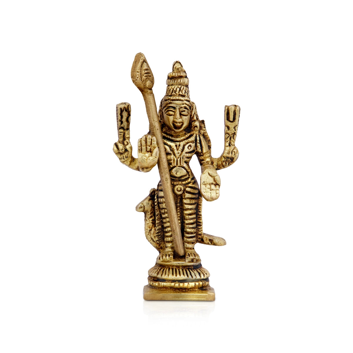 Affordable bamboo wall art-Mayil Murugan Statue - 3.25 x 2 Inches | Antique Brass Statue/ Peacock Murugan Silai for Pooja/ 155 Gms Approx