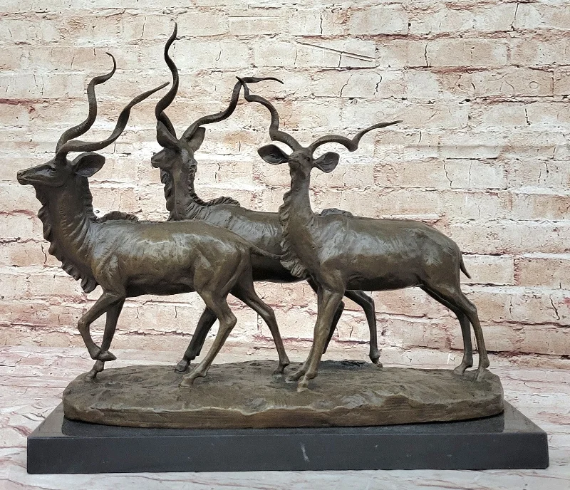 Stylish frosted candle holders-Miguel Lopez`s Hot Cast Bronze Gazelle Statue - Fine Art Collectible Sculpture