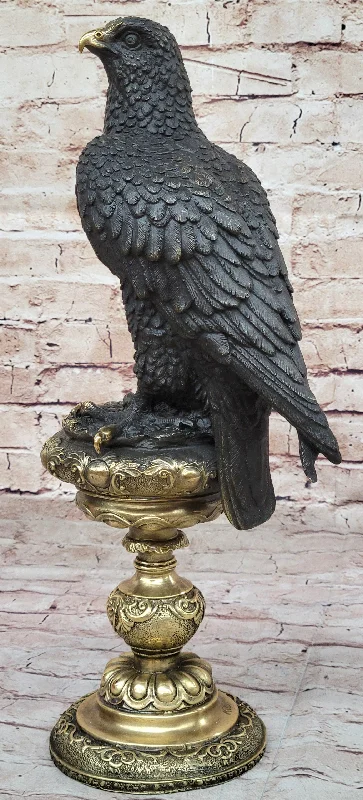 Stylish frosted candle holders-Milo`s Animal Art: Large Original Bronze Eagle Sculpture - Home Office Decor