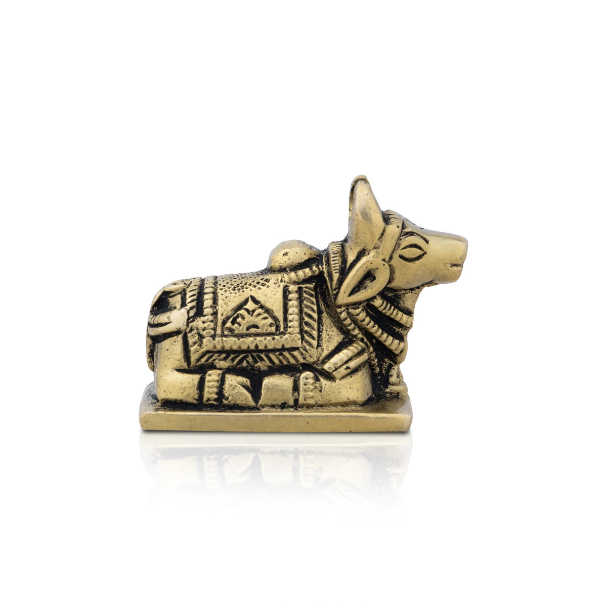 Casual boho wall hangings-Nandi Statue - 1.5 x 2 Inches | Antique Brass Idol/ Nandi Murti for Pooja/ 110 Gms Approx