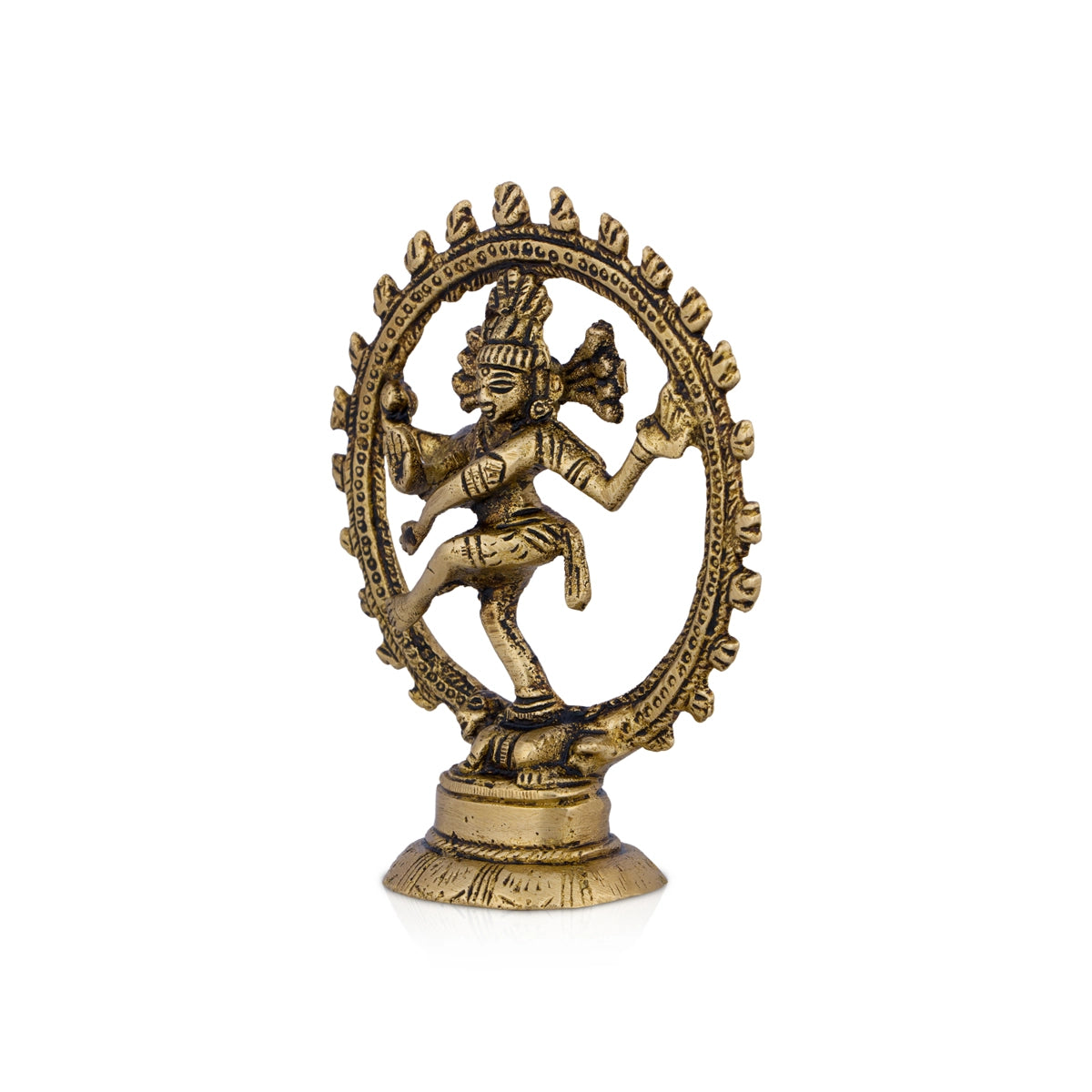 Trendy matte finish sculptures-Natraj Murti - 4 x 3.5 Inches | Antique Brass Statue/ Nataraja Vigraham for Pooja/ 130 Gms Approx