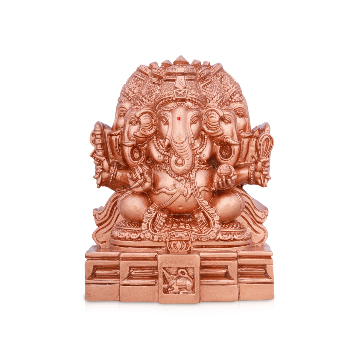 Affordable ceramic wall art-Panchamuga Ganesha Statue - 3 x 6 Inches | Copper Polish Vinayagar Statue/ Resin Statue for Pooja