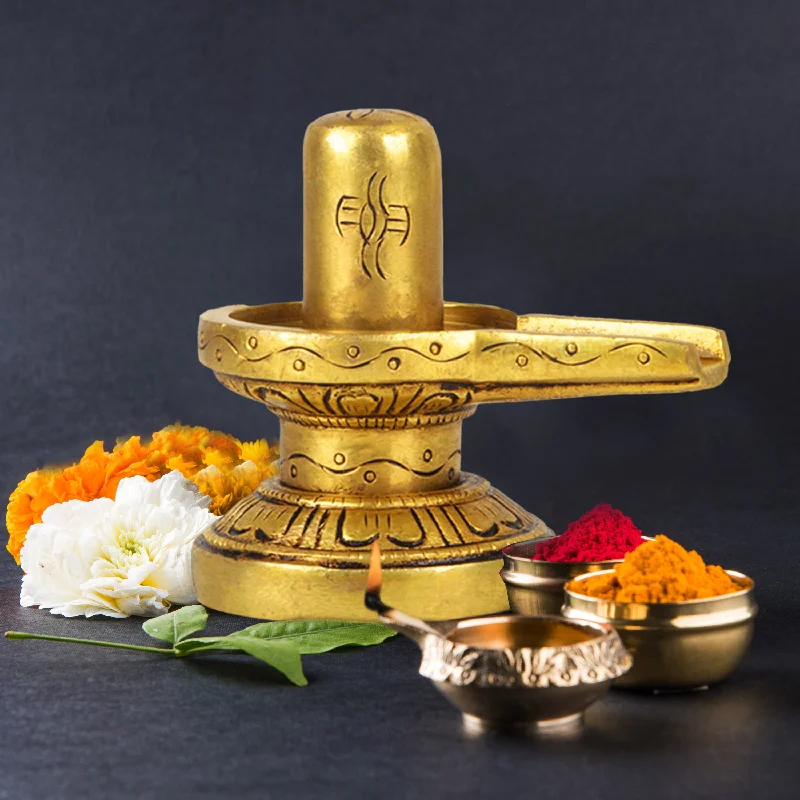 Casual farmhouse wall signs-Shivling Idol - 3 x 3.25 Inch | Brass Idol/ Shiv Ling Murti/ Shiva Lingam Statue for Pooja