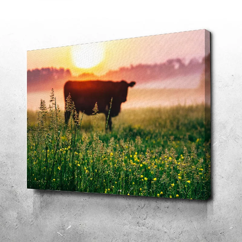 Designer wooden accent shelves-Cow Sunrise