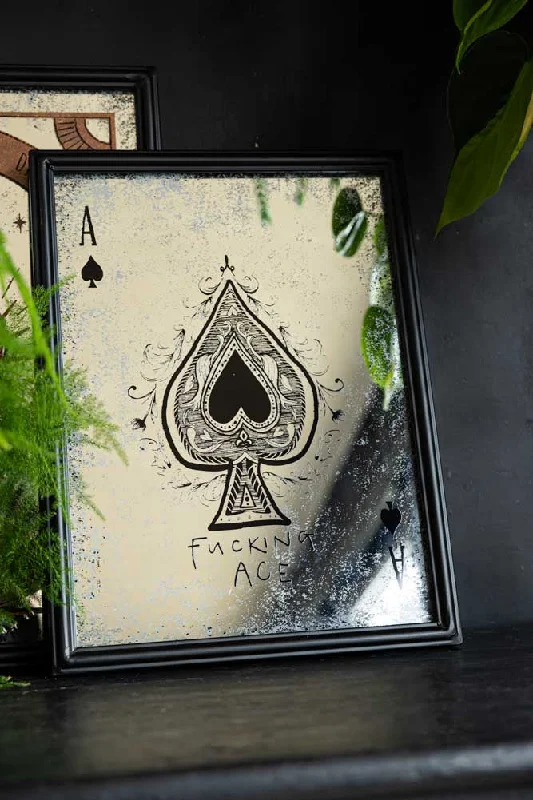 Luxury etched glass chandeliers-Fucking Ace Decorative Playing Card Mirror