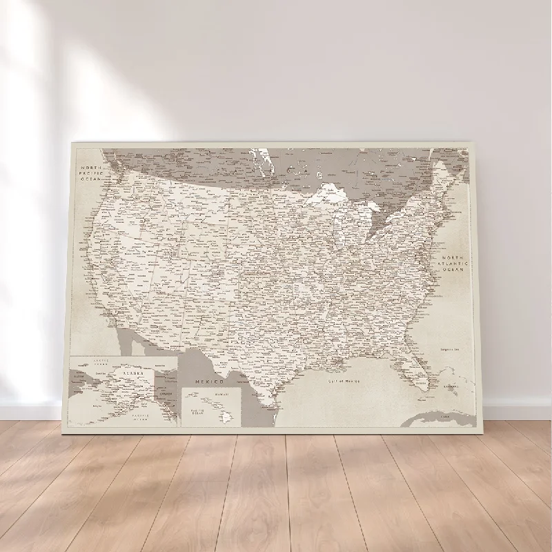 Stylish frosted candle holders-Sepia US Map