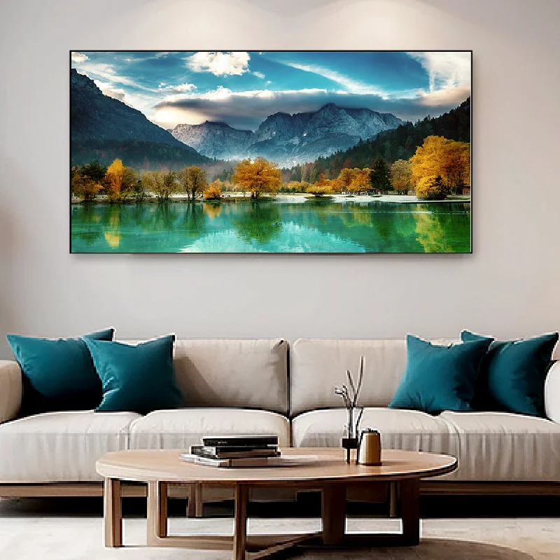 Affordable bamboo wall art-Serene Landscape Tranquil Lake Canvas Art Painting