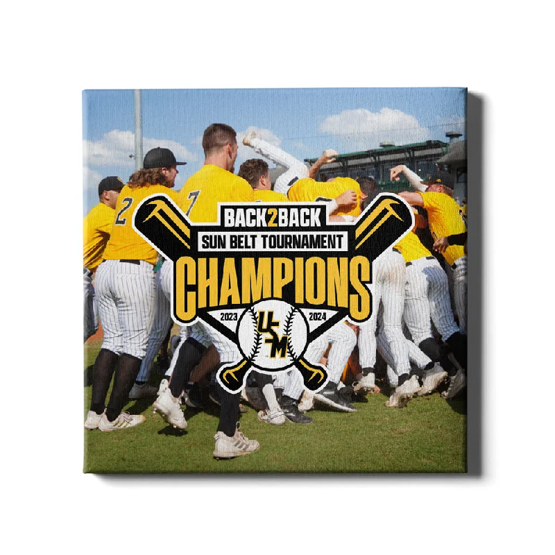 Affordable velvet curtains for rooms-Southern Miss Golden Eagles - Back 2 Back Celebration Wall Art