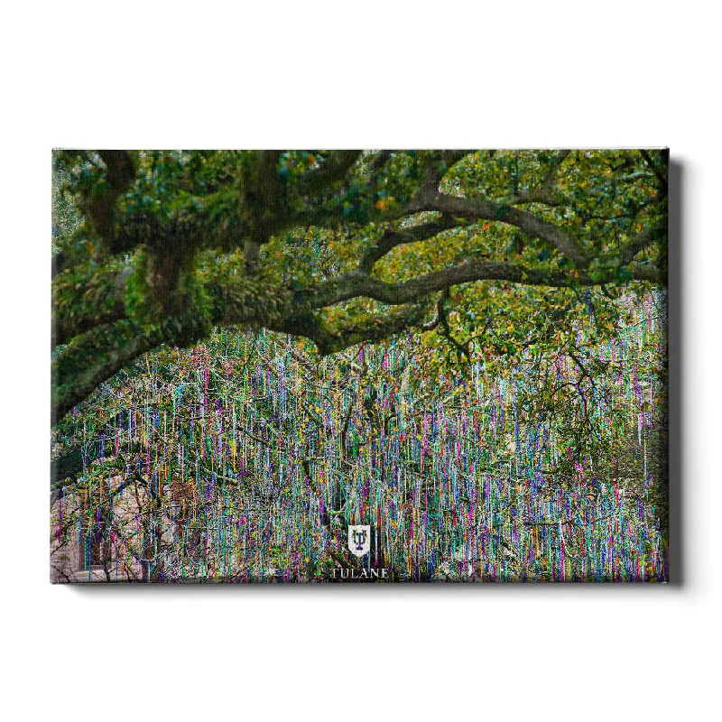 Designer wooden wall panels-Tulane Green Wave - Bead Tree Under the Oaks