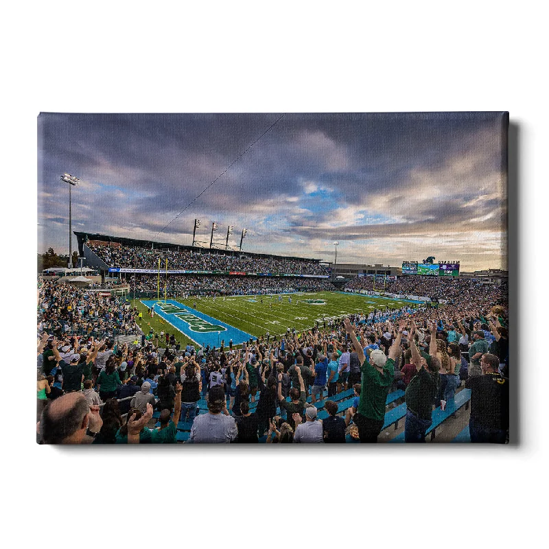 Vintage glass wall art-Tulane  Green Wave - Yulman Stadium Sunset