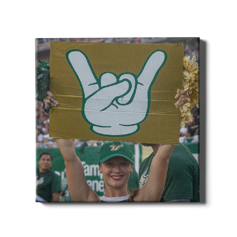 Stylish frosted candle holders-USF Bulls - Horns Up