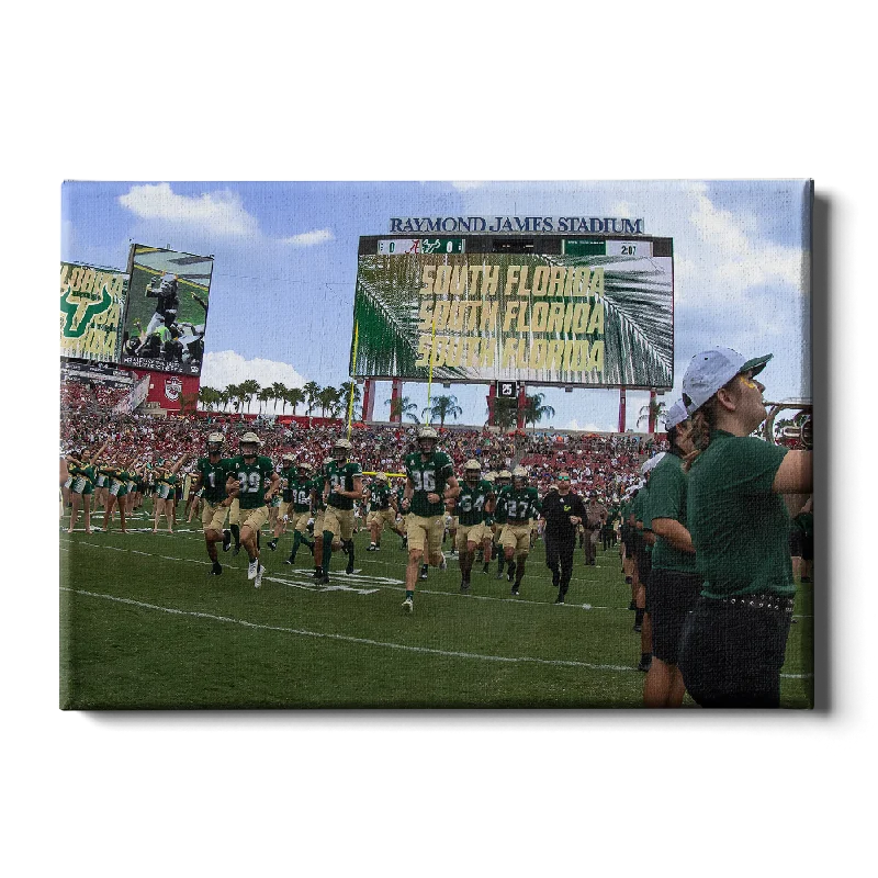 Affordable ceramic figurines-USF Bulls - South Florida Running onto the Field