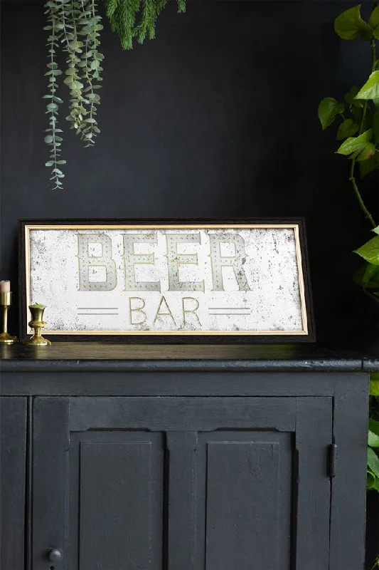 Luxury gold-accented sculptures-Vintage-Style Beer Bar Mirror