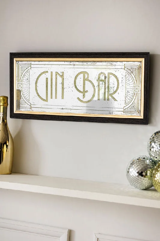 Luxury gold-rimmed wall clocks-Vintage-Style Gin Bar Mirror