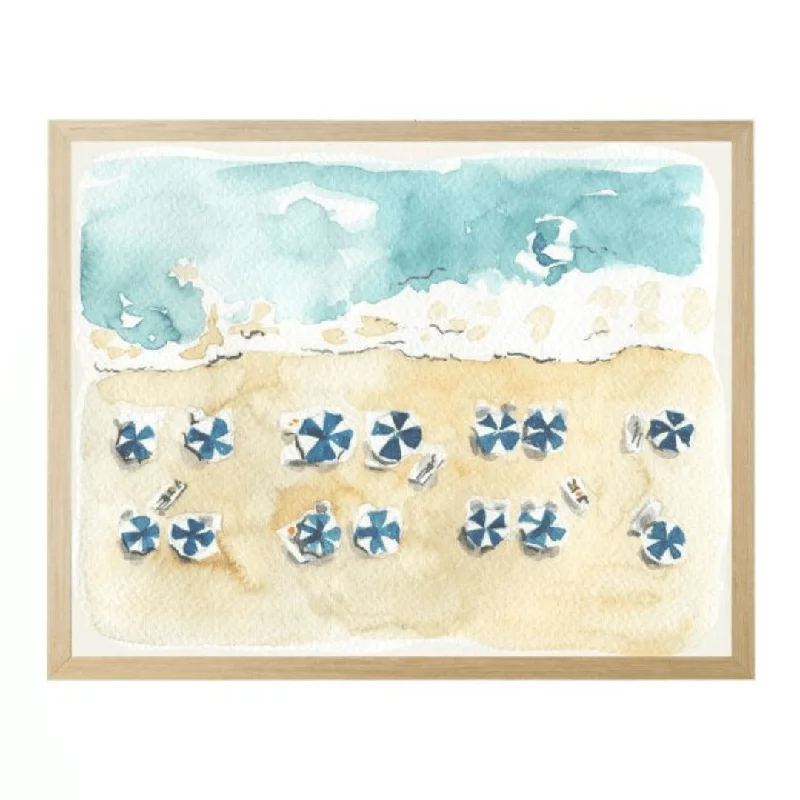 Luxury gold-rimmed mirrors-Watercolor Beach Scene Painting