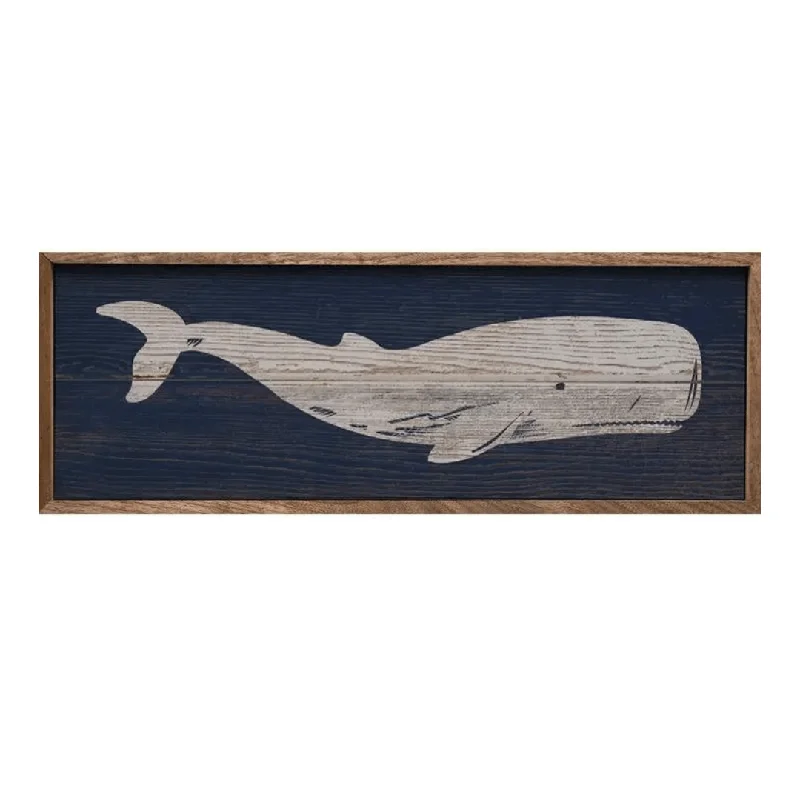 Stylish insulated accent pillows-Whale Hardwood Plank Wall Art