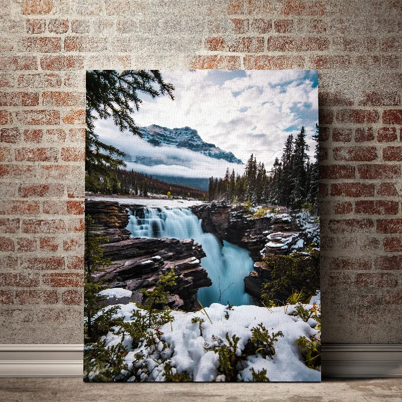 Designer wooden wall decor-Wintry Waterfall