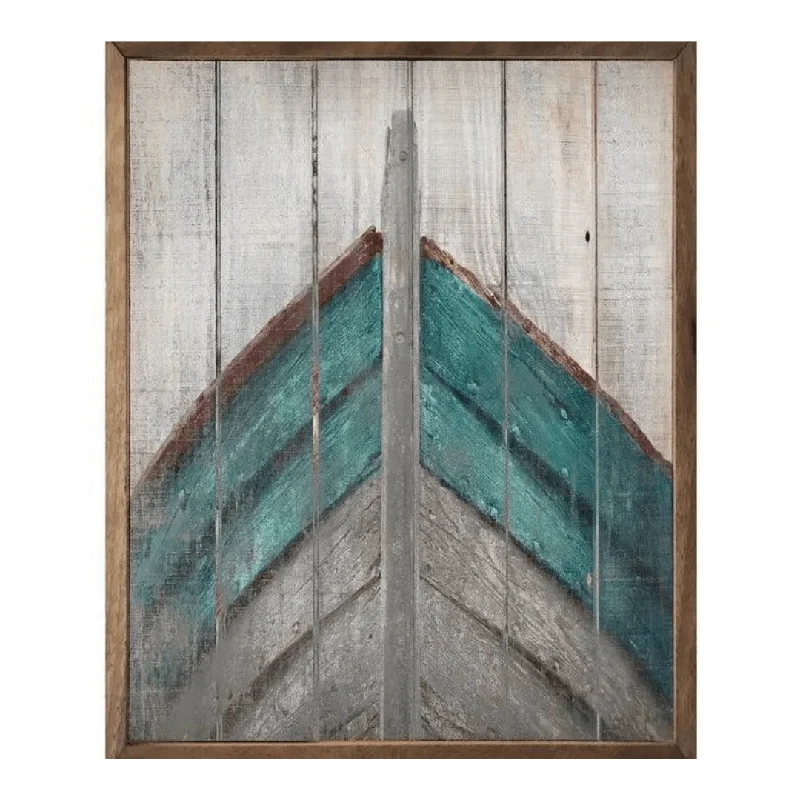 Vintage glass wall art-Hand-Painted Hardwood Boat Wall Art