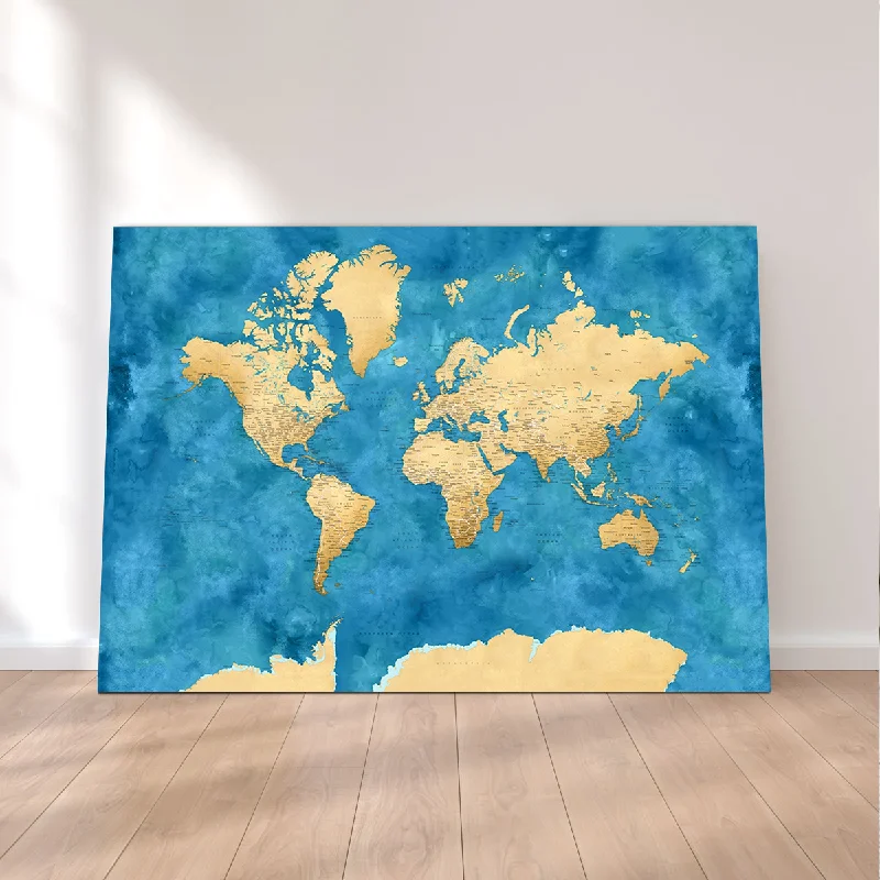 Elegant etched glass vases-World Map 45