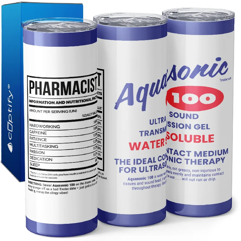 Casual camping coffee mugs-Aquasonic Pharmacist 20oz Skinny Tumbler